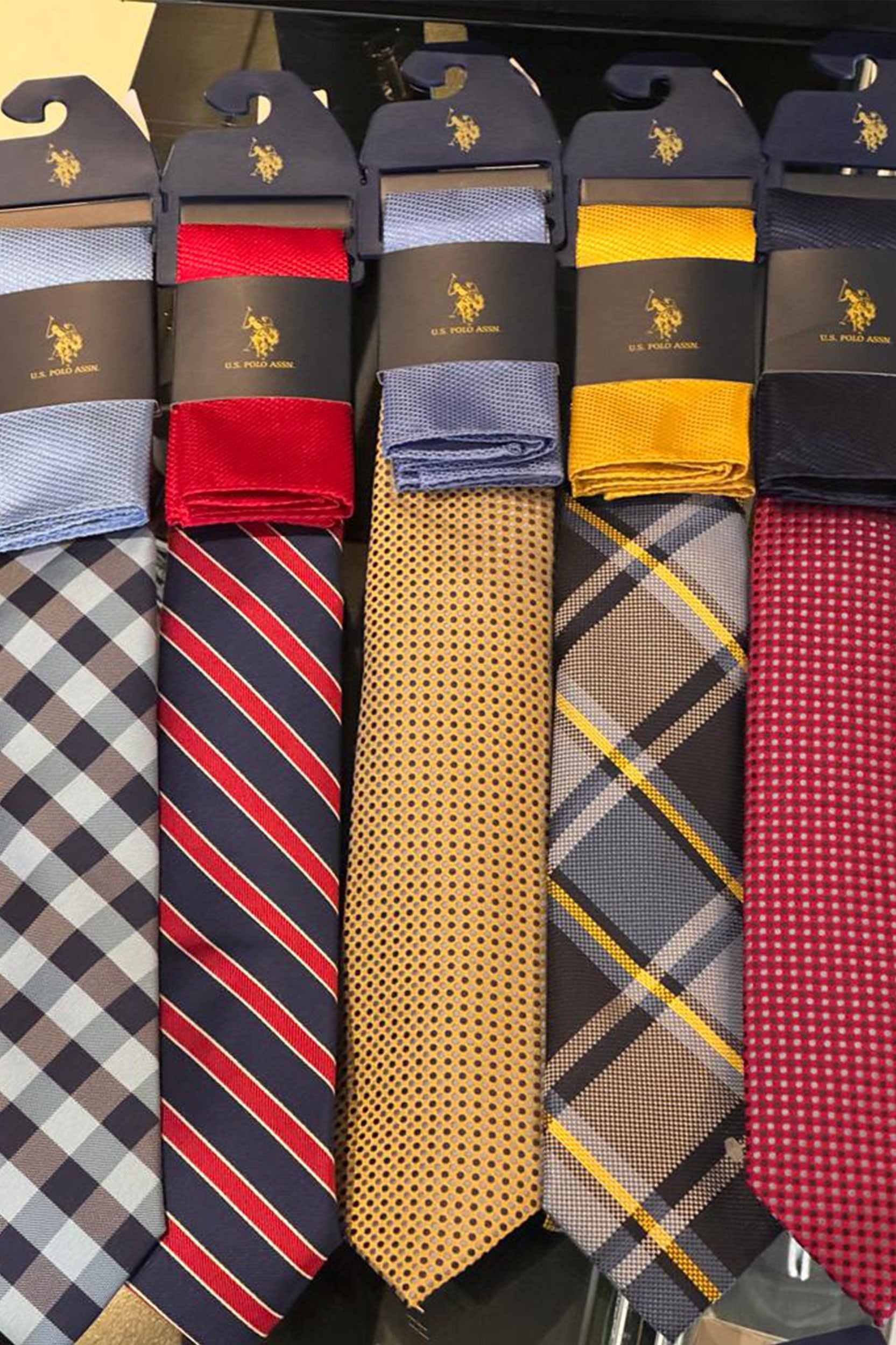 POLO ASSN SILK TIES WITH POCKET SQUARE