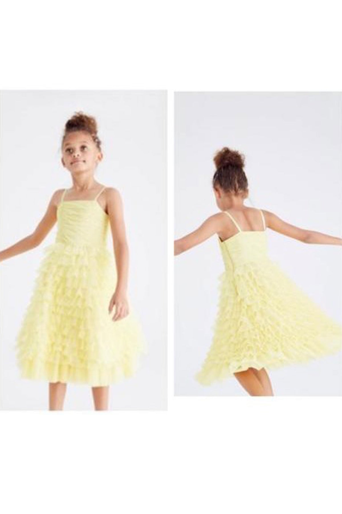 NEXT GIRLS YELLOW TULLE TIERED  PARTY DRESS