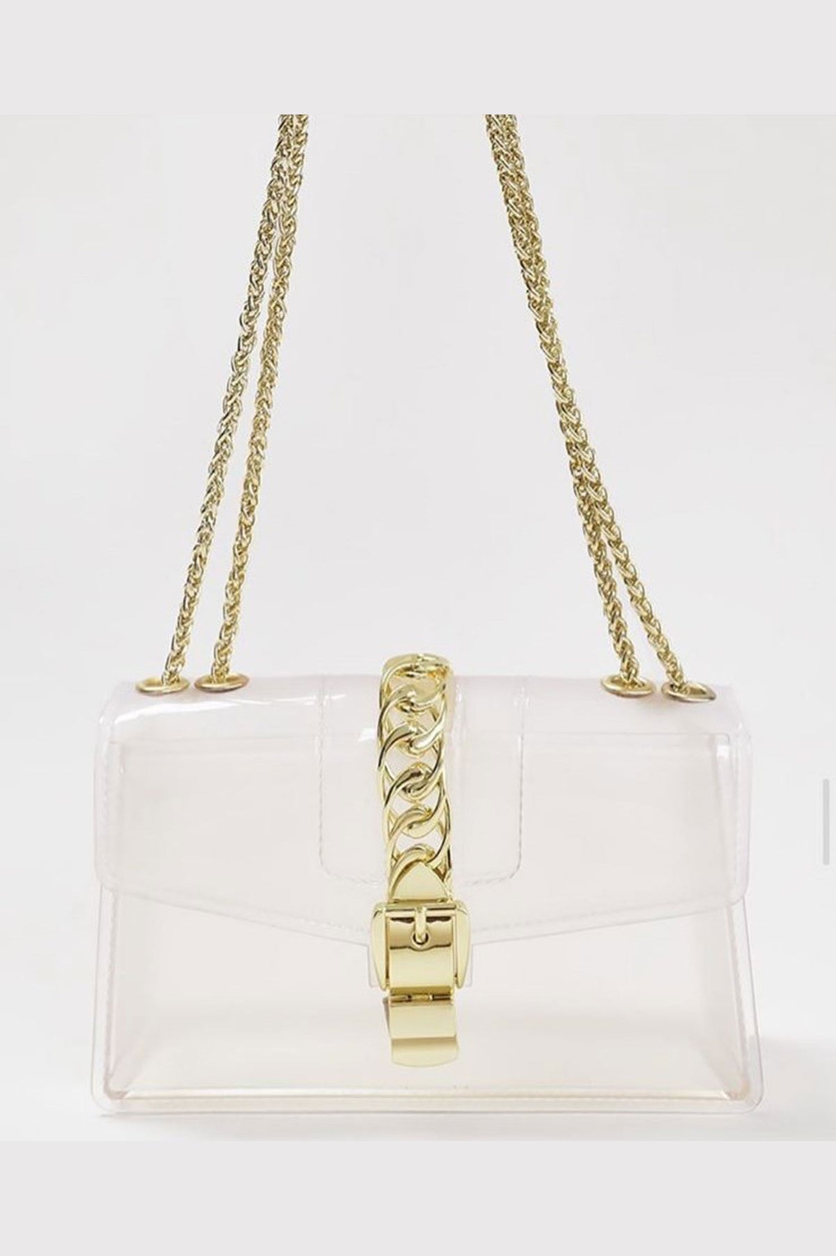 CLEAR GOLD CHAIN CROSS BODY BAG