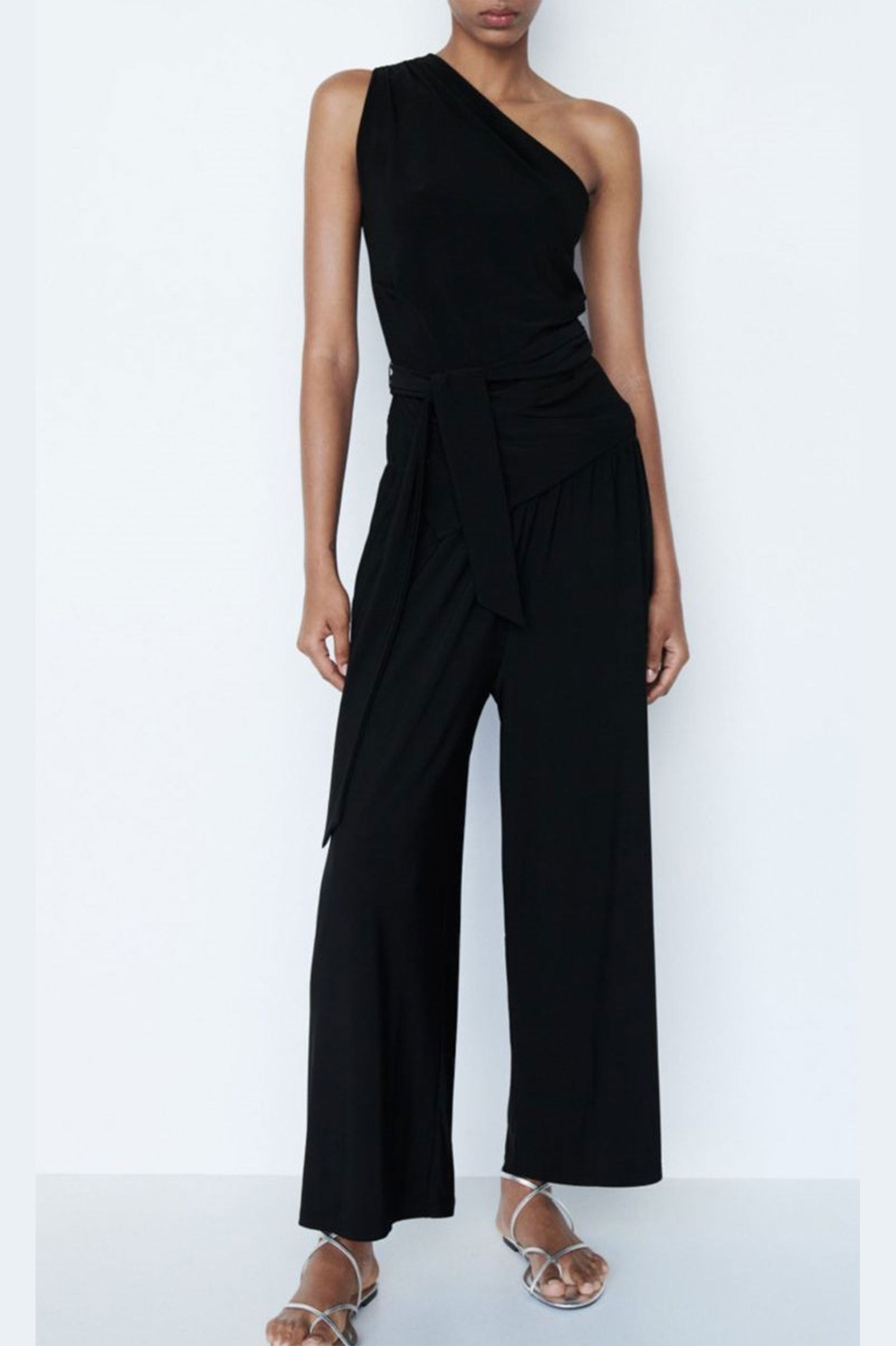 ZARA CROPPED STRIPPED FLOWING TROUSER