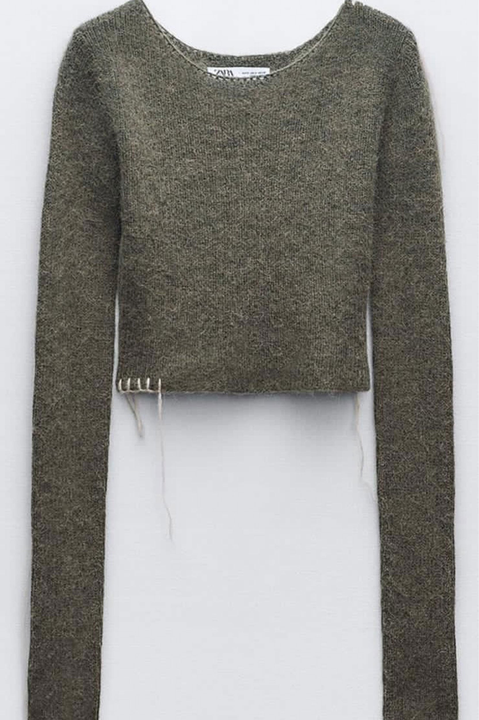 ZARA KNIT CROP TOP WITH CONTRAST TOPSTITCHING