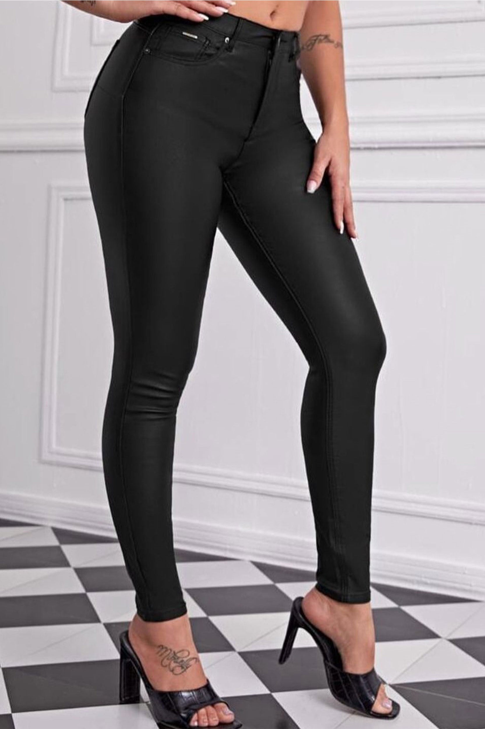 SHEIN WAX FITTED SKINNY JEANS