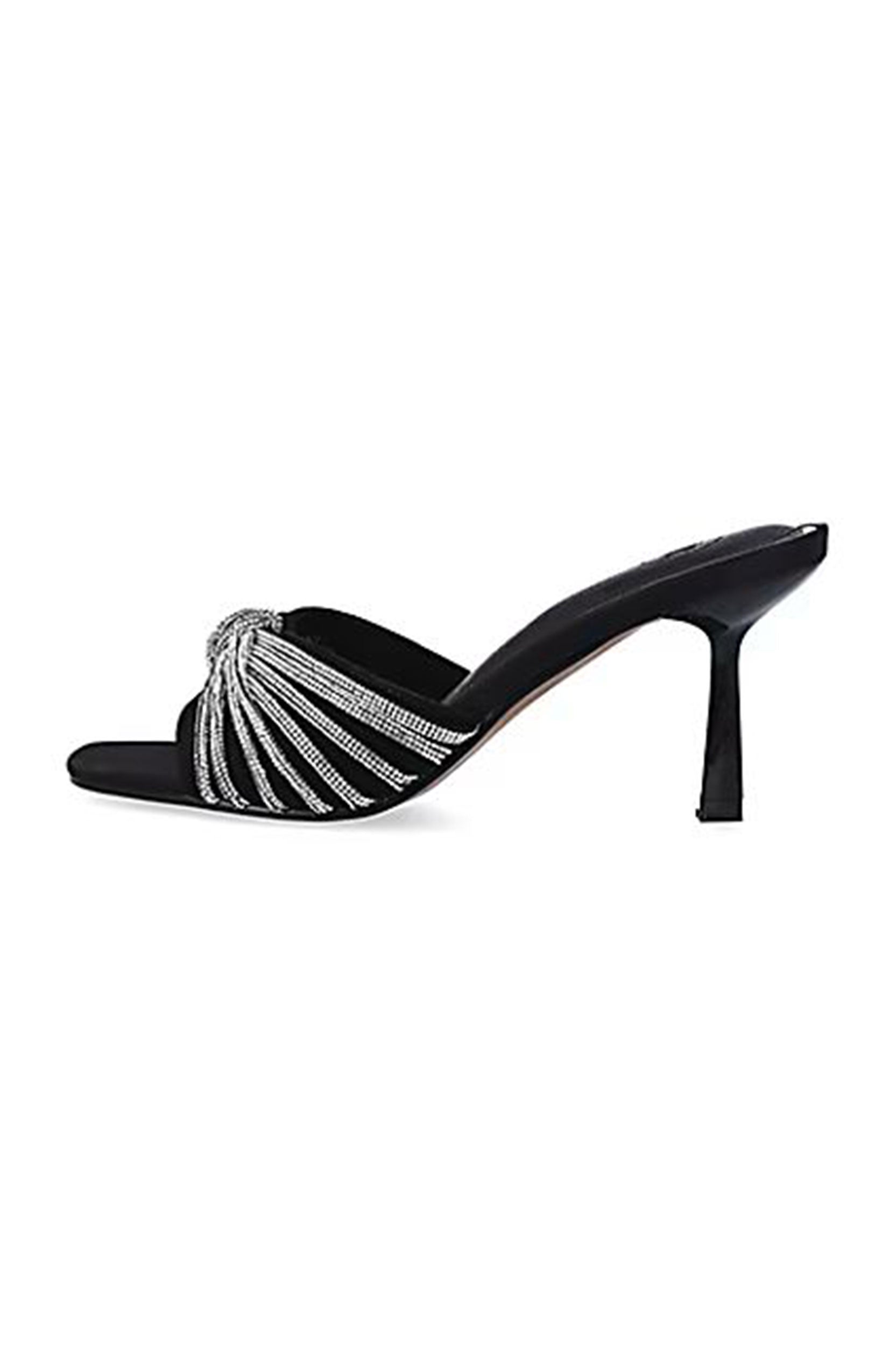 River Island-Black diamante heeled Mules