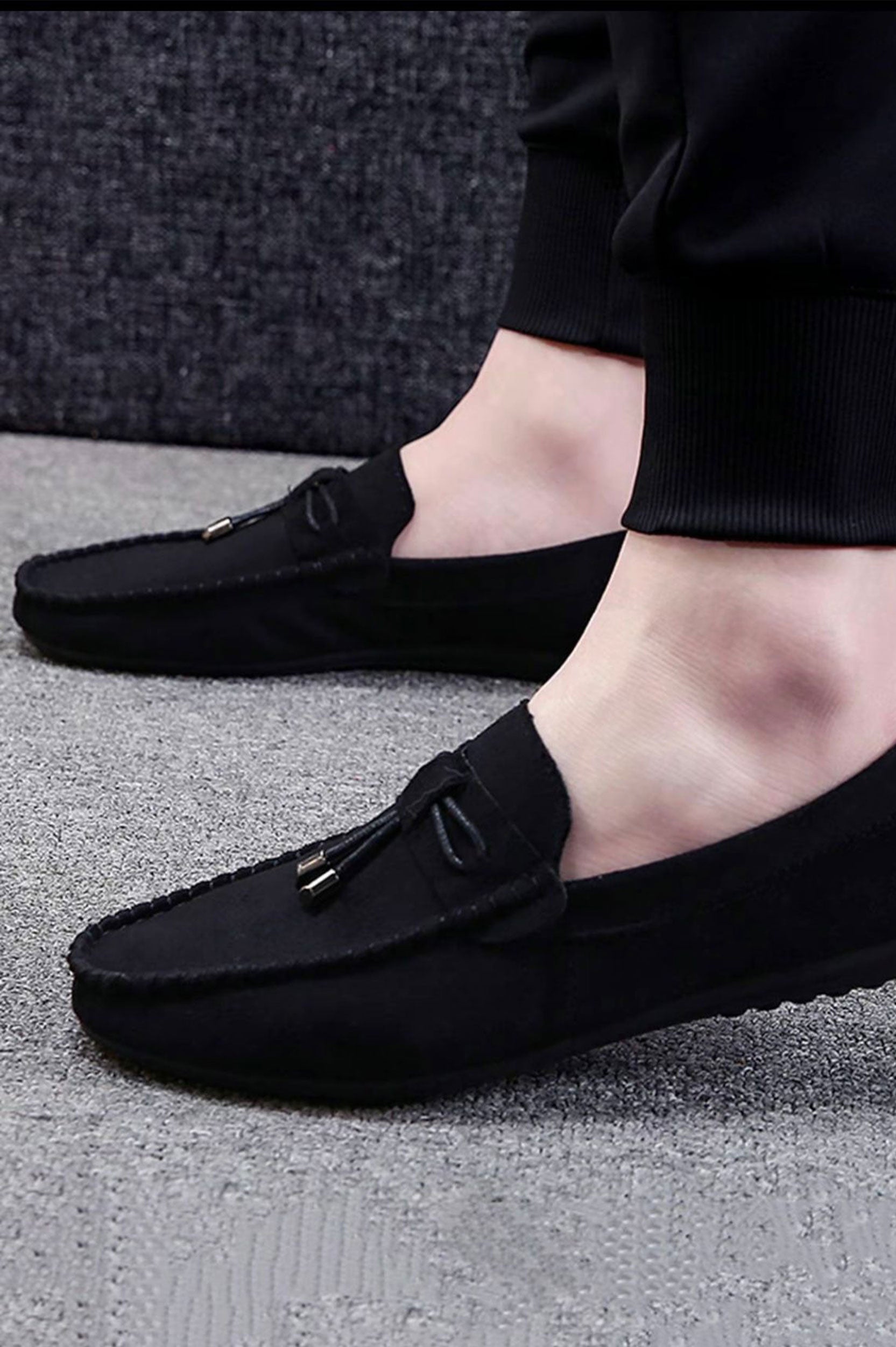 MENS LACE UP LOAFERS BLK SUEDE
