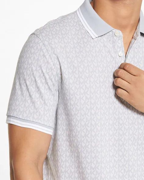 micheal kors greenwich logo print cotton polo